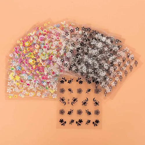 10 Láminas Adhesivas 3d Diseño Floral Para Uñas Hermosas