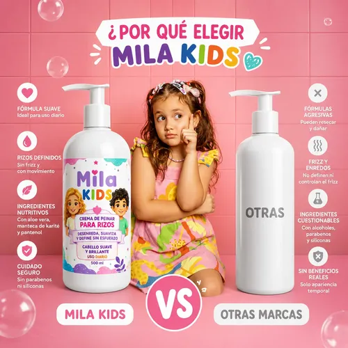 Crema Para Peinar Rizos Kids Desenreda, Define Y Suaviza