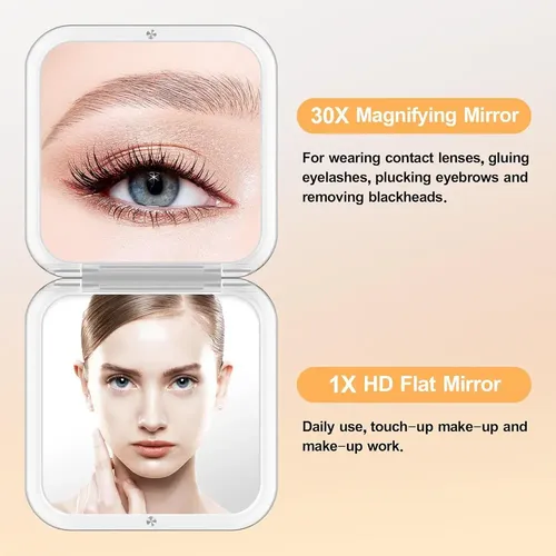 Espejo Compacto W Con Aumento 30x, Espejo De Maquillaje