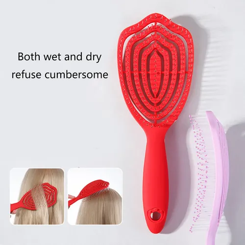 Ergonomic Detangling Brush Hollow Out Curved Hair Yellow 3tt607558-y