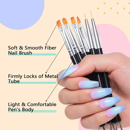 6 Cepillos De Uñas De Doble Punta Para Dibujar, Tallar Y Pun 6pcs