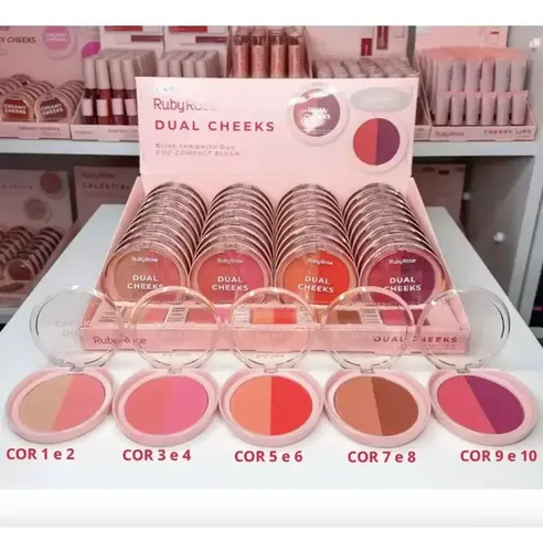 Rubor Compacto 2 En 1 Dual Cheeks Blush Ruby Rose Tono Del Maquillaje Cor 9/10