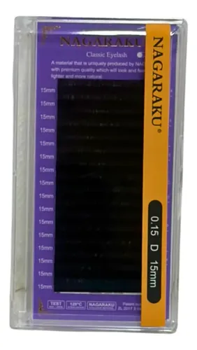 Kit Nagaraku Extensiones De Pestañas Clásicas 0.15 Curva D Largos 11 Al 15 Mm
