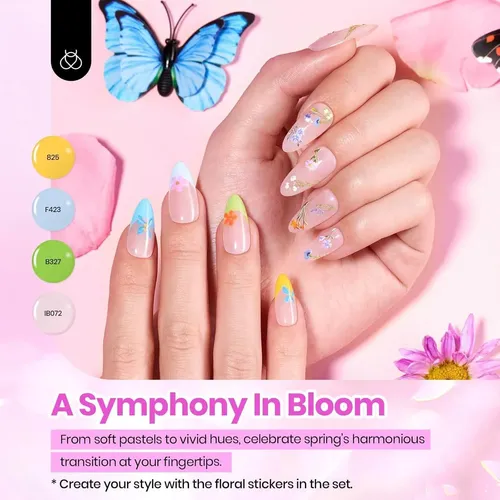 Set Gel Uñas Beetles Pastel Petal Symphony 36-40 Piezas