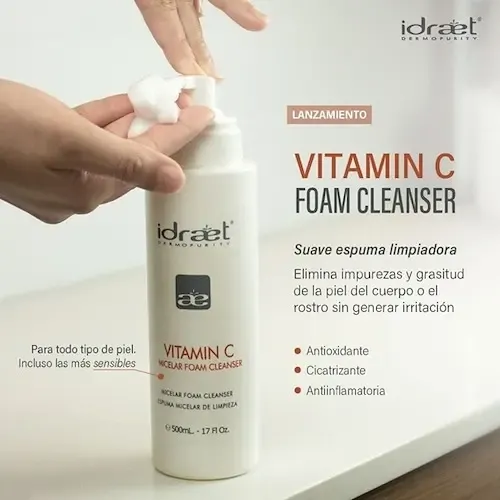 Idraet Vitamin C Micelar Foam Cleanser Espuma Limpieza 500ml