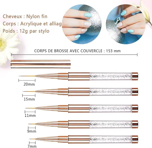 Pinceles Profesionales Para Decoración De Uñas Con Delineado