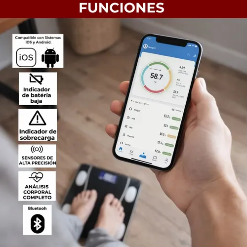 Balanza Digital De Baño Bluetooth Personal 180kg Inteligente