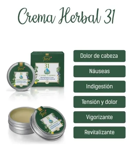 Crema Herbal Corporal Oleo 31 Just Original 10g