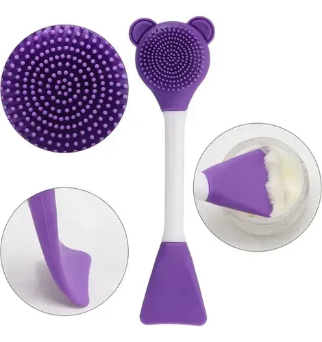 Cepillo Exfoliante Para Punto Negro Y Labios Limpiador Facial Con Espatula De Silicona osito Rebaratooo
