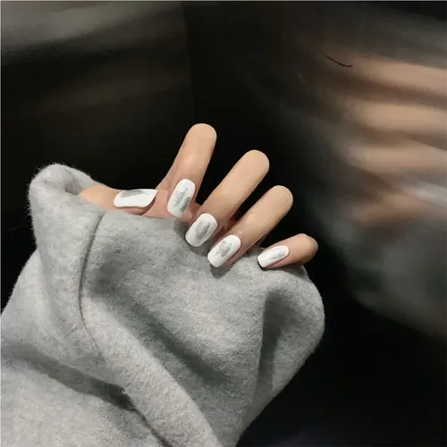 Uñas Postizas Artísticas Plateadas Para Nail Art