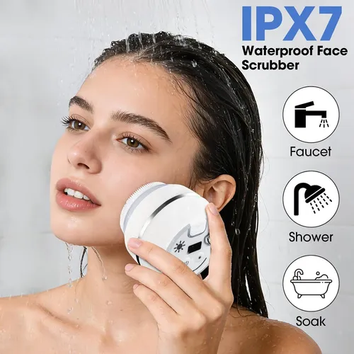 Limpiador Facial Eléctrico Recargable Blanco Impermeable