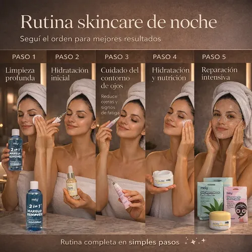 Rutina Skincare De Noche Completo Cuidado Facial En 5 Pasos