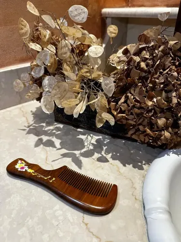 Peine De Madera De Sándalo Antifrizz Masajeador Hikka Color Marrón oscuro
