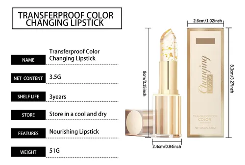 Lápiz Labial Que Cambia De Color, Brillo, Hidratante E Hidra Dorado