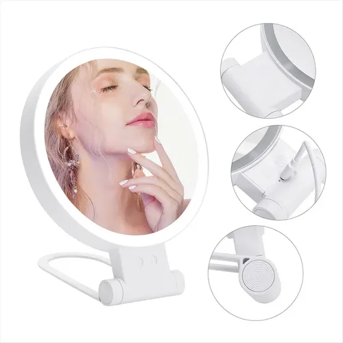 Espejo De Maquillaje Con Aumento De 10 Aumentos Con Luces Y
