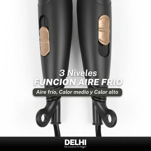Secador De Pelo 1600w Iónico Delhi 3 Velocidades Plegable