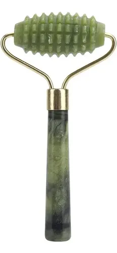 Rodillo De Jade Para Masajes Faciales Y Corporales Verde