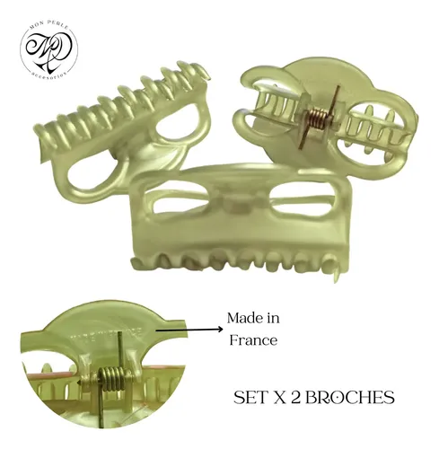 Broches Pelo Franceses Rosa Violeta Dorado Ganchos Clips Color Verde Claro
