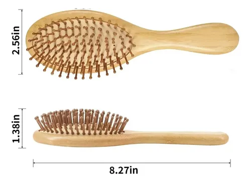 Cepillo Para Cabello De Madera Masajeador Beige Bz7