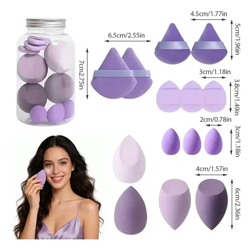 Kit 14 Esponjas Maquillaje  Suave Multiforma Sin Látex