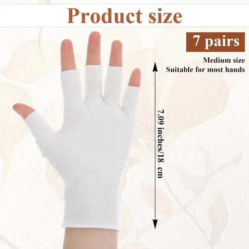 Guantes Blancos Algodón Sin Dedos Hidratantes Noche M