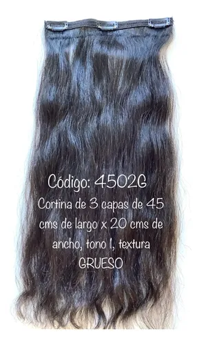3 Capas Cortina Pelo Cabello Natural Humano 45 Cms X 20