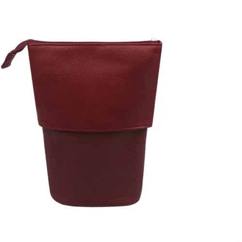 Set De Brochas De Maquillaje Color Rojo Vino Bolsa Mzgj