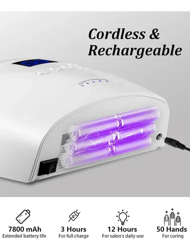 Lámpara Uv Led Secado Gel Profesional Inalámbrica Blanca