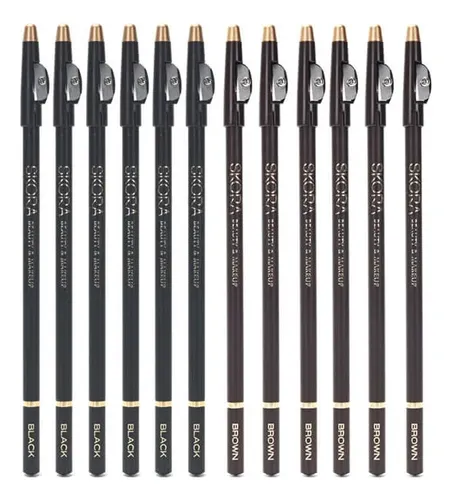Lapiz Delineador X12 Para Ojos Y Cejas Skora Con Saca Puntas