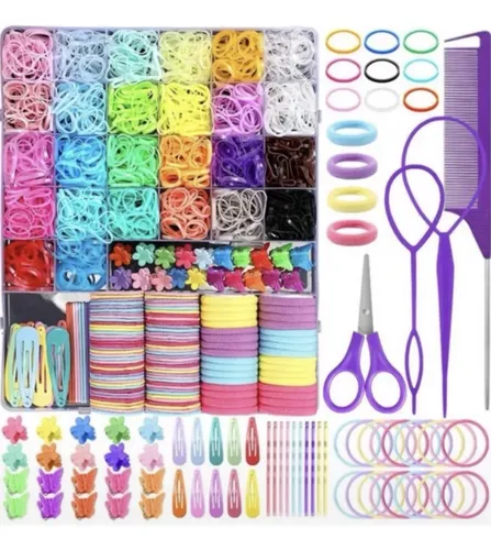F Set 1194 Ligas Y Accesorios Para Cabello Multicolor P