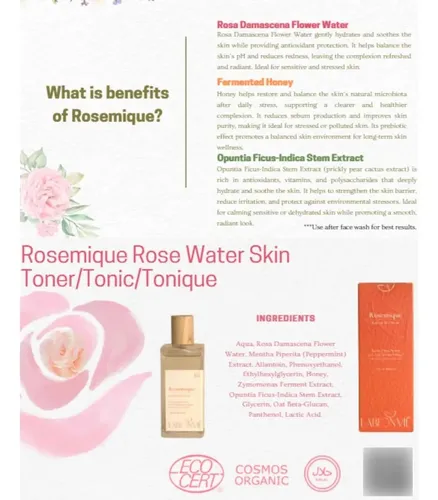 Tónico Hidratante Rosemique Sin Alcohol 120 Ml