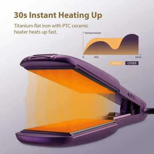 Plancha De Pelo Profesional De Titanio Kipozi Con Pant. Lcd