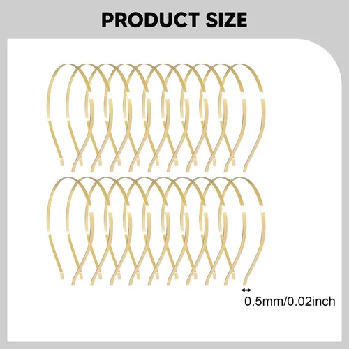 Diadema De Metal Con Base En Blanco, Flexible, Lisa, Oro