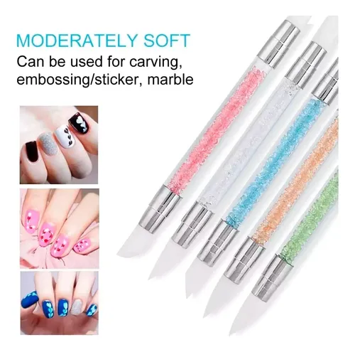 Kit Pinceles De Silicona Doble Punta Para Decoracion De Uñas