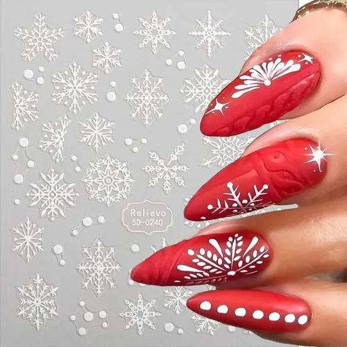 Pegatinas Navideñas Para Decoración De Uñas Grabadas En 5 Di