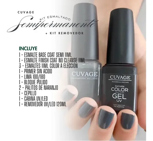 Kit Inicial Esmaltes Semipermanentes Cuvage Removedor