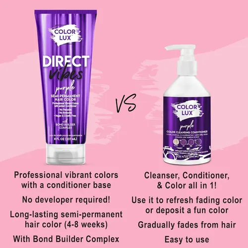 Color Lux Direct Vibes Tinte Semi-permanente Púrpura 8 Oz