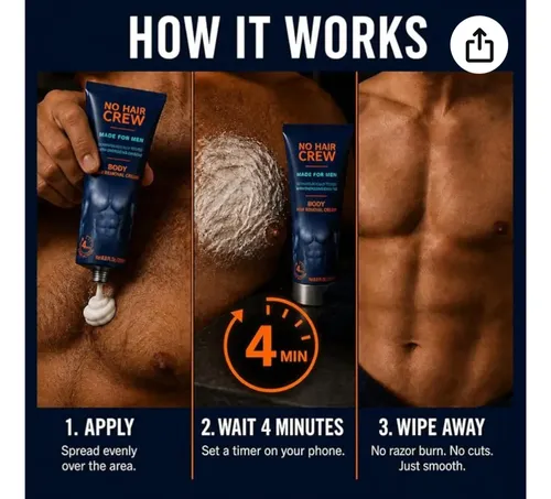 No Hair Crew Crema Depilatoria Body Para Hombres/sin Dolor