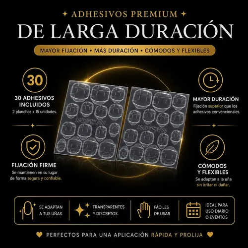 Uñas Press On Para Pies Kit Completo Reutilizable Veluna – Francesita Con Brillos