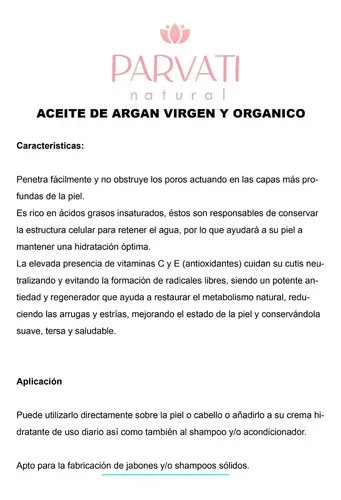 Aceite De Argan Virgen Y Organico 250ml
