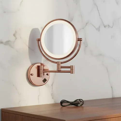 Espejo Giratorio Luz Led De Pared Recargable Con Cable Usb
