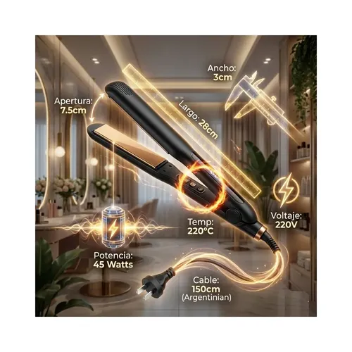 Planchita De Pelo Gx-113217 Plancha Ceramica Alisado Seco Humedo Ionica 45w Negro Gxtronics