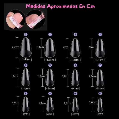 Tips Almendra Cortos Soft Gel Transparentes Prelimados 504un Transparente Almendra Corta