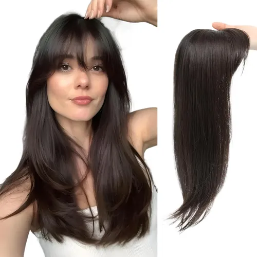 Zx,topper Capilar Mujer Castaño Oscuro Flequillo Volumen Cli