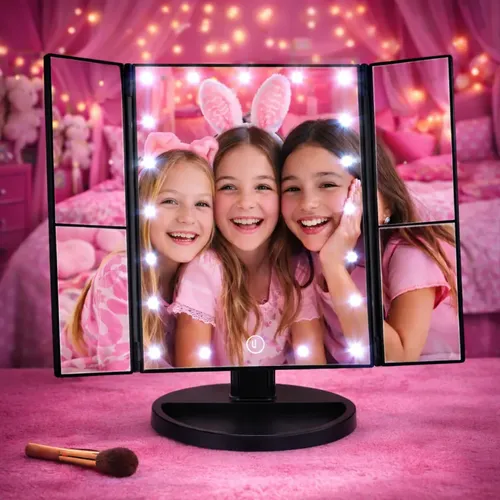 Espejo Led Plegable Con Aumento Para Maquillaje Y Skincare
