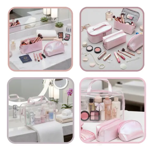 Set X4 Estuches Porta Cosmético Multiuso Maquillaje Luvina
