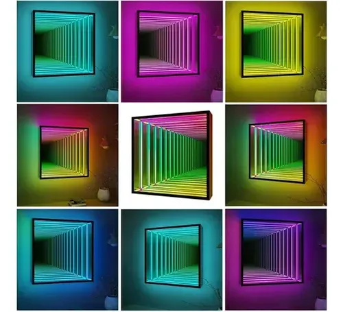 Luz Espejo Infinito Rgb 70cm Control Remoto App Verde Oscuro