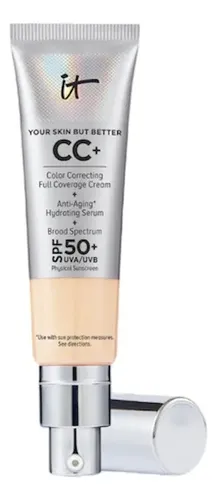 It Cosmetics CC Cream con Protector Solar FPS 50+ – Base de Maquillaje Correctora de Cobertura Completa, 7 en 1 con Suero Hidratante, Vitamina E y Niacinamida, 32 ml