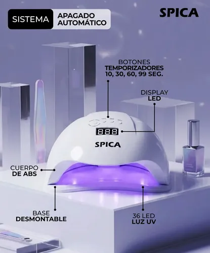 Cabina Led De Uñas 54w Spica Luz Uv Secador Manos Pies Color Blanco