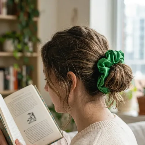 Scrunchie Saten, Colita De Raso Anti Frizz Verde Benetton